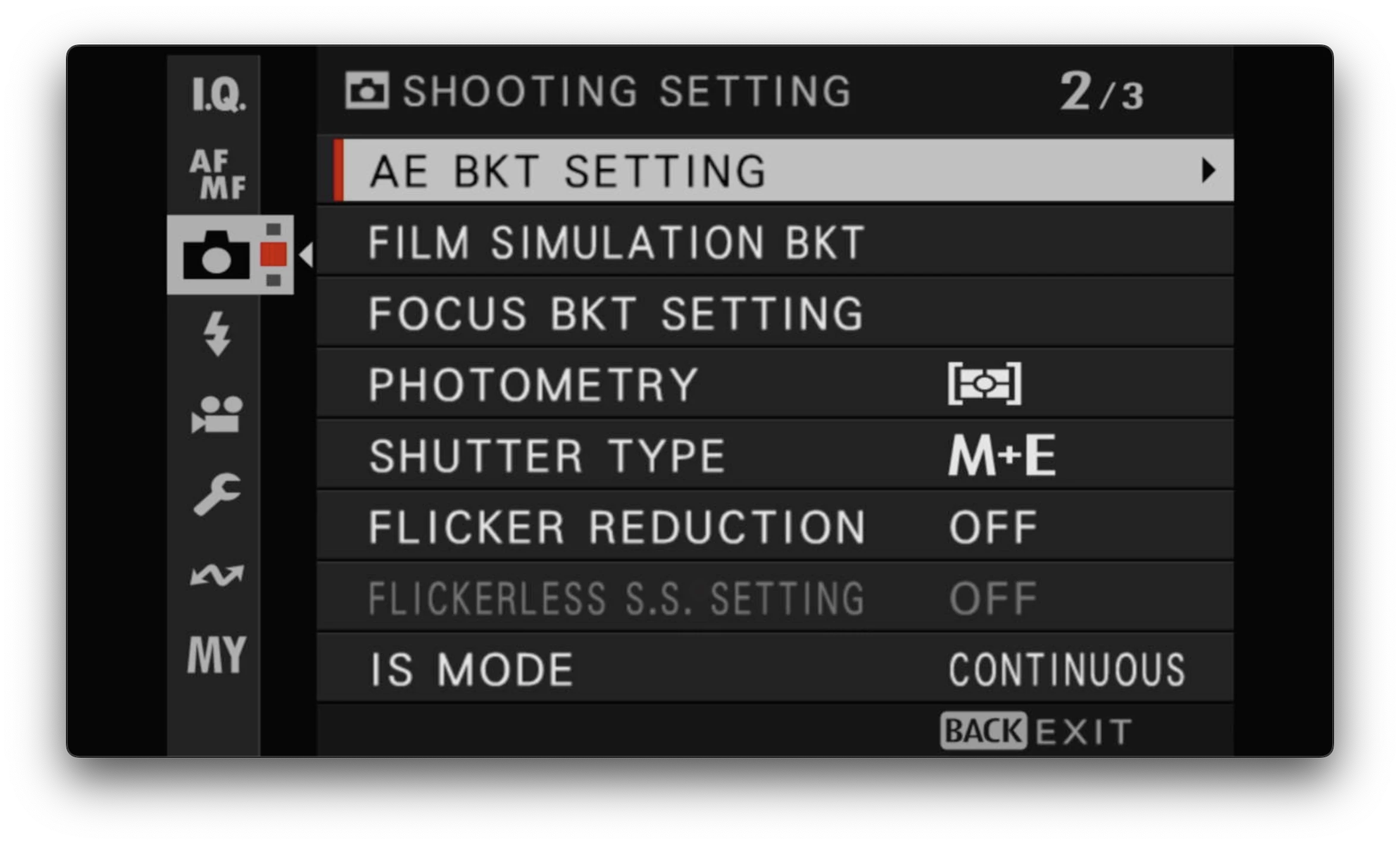 Shooting menu 2