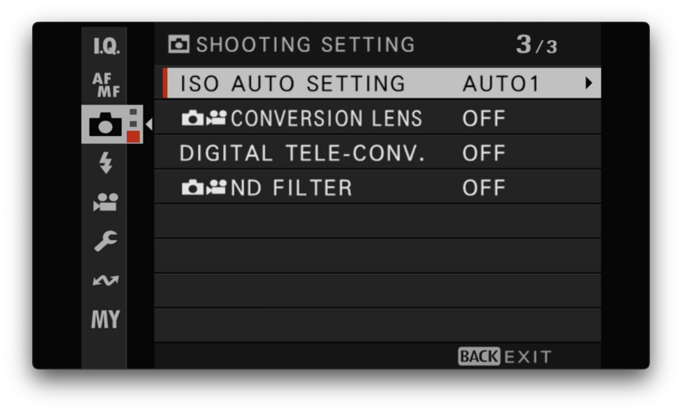 Shooting menu 3